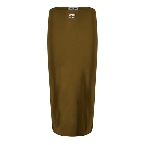 Miu Miu Midi Skirt in Oliva .